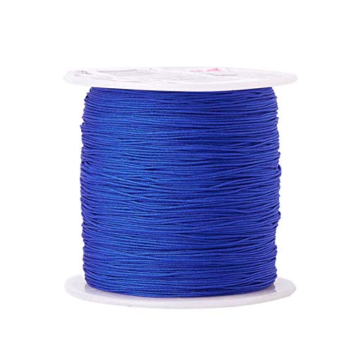 Pandahall 150 Yards Nylon Beading Cord 0.5mm Braided Nylon Thread String Chinese Knotting Cord with Plastic Spool for DIY Craft Jewelry Making (Blue)
