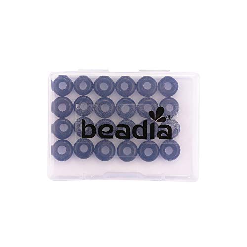 BEADIA Natural Black Onyx Rondelle Stone with Large Hole (4mm) Loose Semi Gemstone Beads for Jewelry Making 10mmx4mm 24pcs - color: Black Onyx, size: 10mm x 4mm