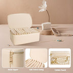 Travel Jewelry Case, Small Travel Jewelry Box with 12 Velvet Jewelry Bag Mini Pouch, Portable Travel Jewelry Organizer for Rings Earrings Necklaces (Beige 12 Pcs) - color: Beige 12 Pcs
