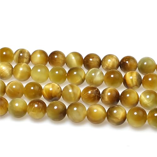 MJDCB Natural Stone Beads 10mm 35pcs Round Golden Tiger's Eye Loose Gemstone Bead Charms for Jewelry Making Bracelet Necklace Earring Pendant - color: Golden Tiger's Eye, size: 10mm