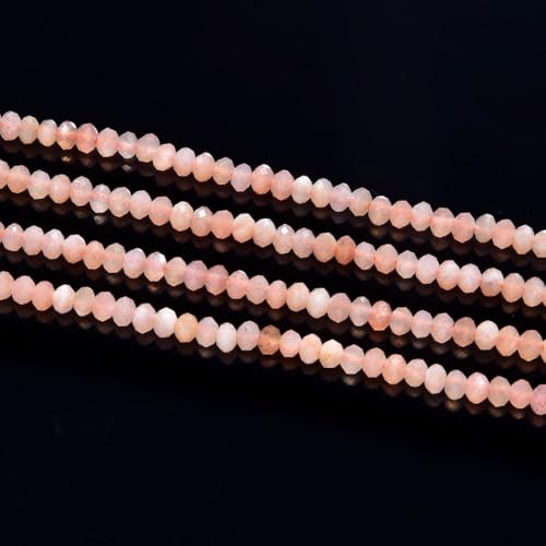 Adabele 30 Inch Natural Pink Moonstone Healing Gemstone 3mm x 2mm Tiny Small Faceted Round Rondelle Loose Beads Stone Spacer (340-360pcs) for Craft Jewelry Making GK-A6 - color: Pink Moonstone, size: 3mm x 2mm - 30 inch/2 strands