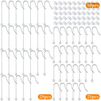 50pcs Stainless Steel Earring Hooks Hypoallergenic Ear Wire Hooks with Hanging Loop Earring Parts and 50pcs Clear Earring Backs for DIY Jewelry Making Supplies, 2 Sizes - color: Silver