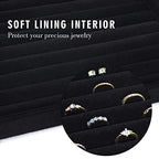 Siveit Rings Organizer Tray 10 Slots Velvet Ring Display Tray Insert Jewelry Earring Storage Box with Transparent Glass lid Can Hold 100 Rings Earrings Suitable for Girls and Women (Black) - color: Black