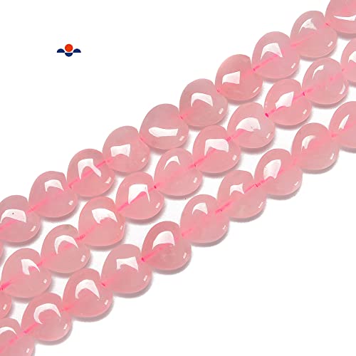 JM Design Rose Quartz Heart Shape Beads Size 8mm 15.5'' Strand for Jewelry Making - size: 8mm