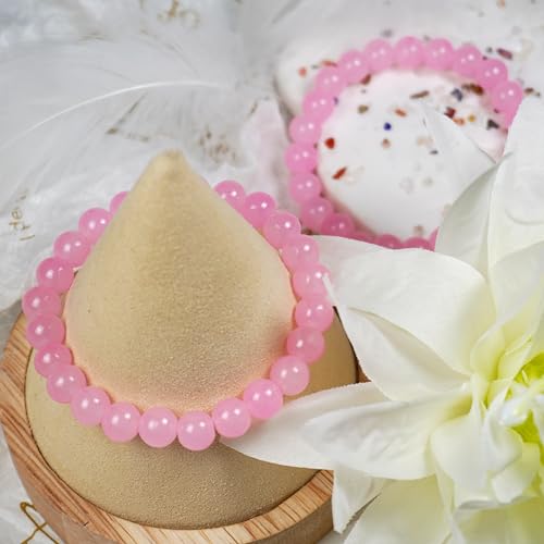 Jabrand 145pcs Glass Beads, 8mm Glass Beads for Barcelet and Jewelry Making DIY Crafts (Pink) - color: Pink