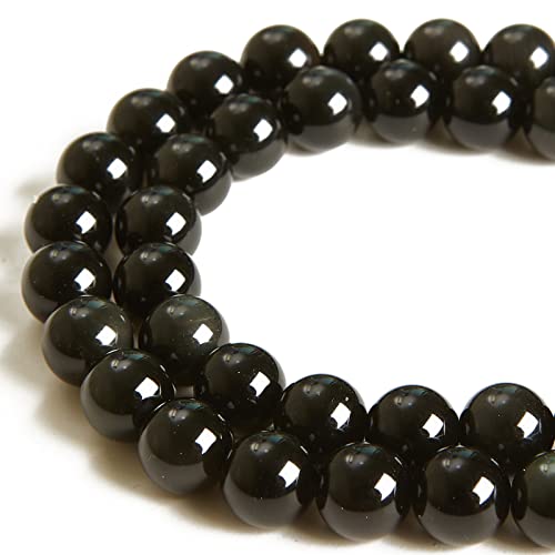 45pcs 8mm Black Obsidian Beads Natural Gemstone Beads Round Loose Beads for Jewelry Making - color: Black Obsidian, size: 8mm
