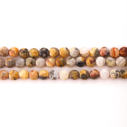 6mm Faceted Natural Crazy Agate Stone Beads Coin Disc Gemstone Spacer Beads for Jewelry Making DIY Bracelet Necklace - color: Crazy Agate