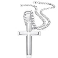 Besteel 925 Sterling Silver Cross Necklace for Men Women - 5mm 316L Stainless Steel Cuban Link Chain - Religious Baptism Easter Spring Cross Pendant Simple Faith Jewelry 16-30 Inches - size: 20 in=51 cm (Men's Short)