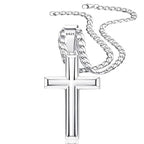 Besteel 925 Sterling Silver Cross Necklace for Men Women - 5mm 316L Stainless Steel Cuban Link Chain - Religious Baptism Easter Spring Cross Pendant Simple Faith Jewelry 16-30 Inches - size: 20 in=51 cm (Men's Short)