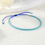 KELITCH Adjustable turquoise bead bracelet single color knitting friendship bracelet fashion jewelry daily wear gift (28 color selection) - color: Blue 04U