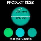 30PCS Quartz Ball, 6 mm Glow Quartz Beads, Clear Glass Beads, Round Bottom Ball Beads Decorative Accessories for Jewelry Making, Crafts (Luminous Blue-Green, Blue, Green)