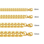 Monily Stainless Steel Mens Cuban Link Chain Silver 18K Gold Chain for Men Hip Hop Mens Jewelry - color: c. 8mm width-gold-plated, size: 36 Inches