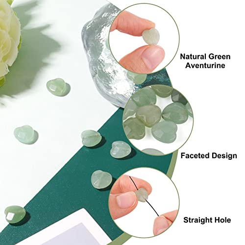 Fashewelry 18pcs Faceted Heart Natural Green Aventurine Stone Beads Tumbled Chakra Gemstone Beads Crystal Healing Drilled Loose Beads for Earring Bracelet Necklace Jewelry Making - color: Green Aventurine
