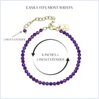 Faceted Bracelet for Women, Certified 925 Sterling Silver with 18K Gold Vermeil Healing Crystal Bracelets for Women - Crystals and Healing Stone Bracelet Women Jewelry for Gift - color: Amethyst