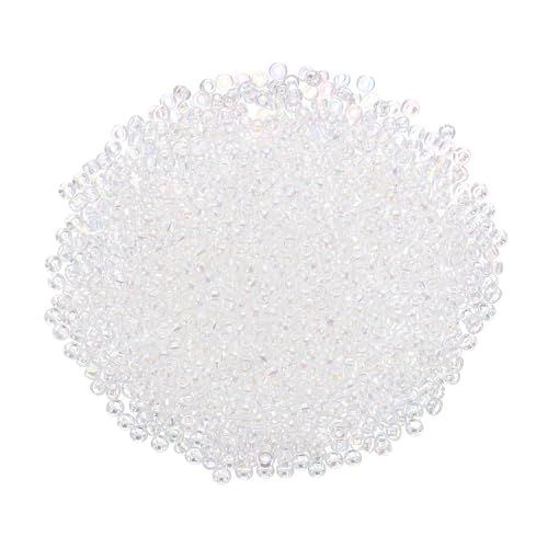 uxcell 2000 Pcs Glass Seed Beads Bulk, 2mm Mini Glass Bugle Beads for DIY Earrings, Necklaces, Bracelets, Jewelry Making, Clear - color: Clear, size: 2mm