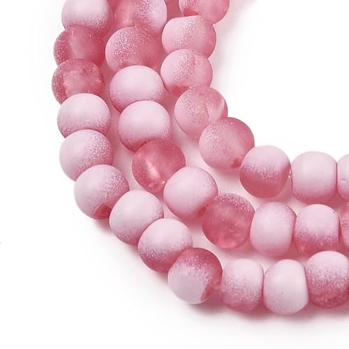 KISSITTY 50pcs Matte Beads Gradient Color Glass Frosted Crystal 6mm Rondelle Pale Violet Red Center Drilled Loose Craft Beads for Jewelry Making Earring Bracelet Necklace DIY Crafts - color: Pale Violet Red