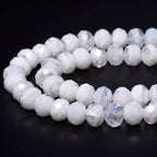 7.5×10mm 50pcs Transparent White Faceted Lampwork Glass Beads for Jewelry Making, Flat Round Handmade Murano Beads for Bracelets, Crafts, Friendship Bracelet Kit, Rosary Making - color: Transparent White