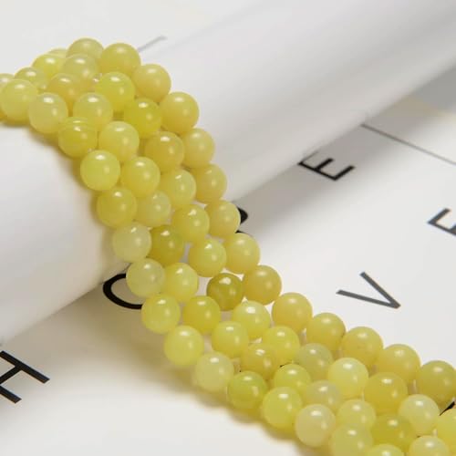 HAAMIIQII 6mm Natural Yellow Lemon Jade Beads Round Gemstone Loose Beads for Jewelry Making 2 Strands (120-130pcs) - color: Yellow Lemon Jade, size: 6mm (120-130pcs)