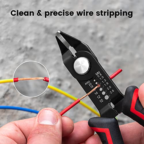 KAIWEETS Wire Cutters 6-Inch Flush cutter with Supplementary Stripping, Cutting Pliers, Handy and Slim Diagonal Cutters, Side Cutting Pliers, Sharp Snip, Safety Lock - color: Kws-112