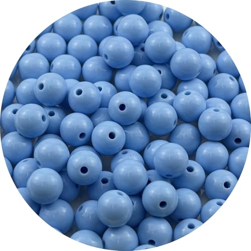 100pcs Acrylic Round Beads for Crafts 12mm Resin Candy Color Spacer Beads with Hole for Jewelry Making Sewing Crafts Decoration Necklaces Bracelets Earrings Supplies(Blue) - color: Blue, size: 12mm