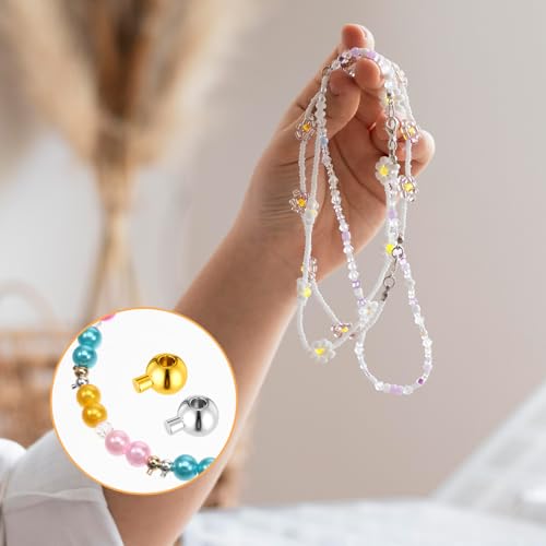 60 Pcs Crimp Beads Stopper for Bracelets, Crimp Beads for Jewelry Making 3 mm Round Positioning Spacer Bead Positioning Spacer Bead for Jewelry Making Gold Silver MetalBead