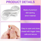 Pndeyo 925 Sterling Silver Lobster Claw Clasps, Double Opening Necklace Enhancer Shortener, Spring Jewelry Clasps for Bracelet Anklet Jewelry Making - color: Silver-1pc-0.59"×0.31"