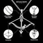 Cross Bow and Arrow Necklace for Men, Non Tarnish Durable Stainless Steel Necklace 24inch with Zinc Alloy Crucifix Pendant for Male, Archery Jewelry Accessories Gift for Valentines Day for Boyfriend and Husband
