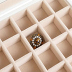 Wudygirl Jewelry Organizer Small Jewelry Box 24 Grid Earring Holder Organizer Velvet Jewelry Tray with Clear Lid Ring Holder Display Earring Organizer Storage for Women (Cream) - style: White Cream 24 Grid