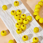 240Pcs Yellow Wood Beads 16mm for Craft Large Hole Wood Beads for Craft - color: Yellow