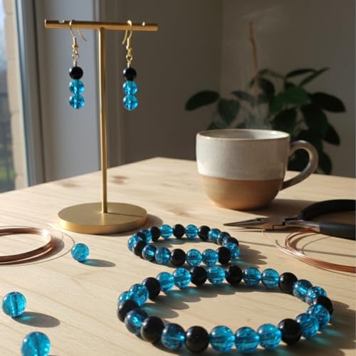 DandS ltd Crackle Lampwork Glass Beads for Jewelry Making, Blue Black, Vibrant DIY Bracelets, Necklaces, Earrings, Beading Supplies & Craft Kits for Handmade Jewelry, 80pcs 0.39 inch (10mm), #J215-10 - color: Blue Black