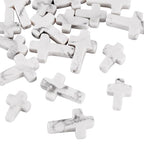 20 Pcs White Turquoise Cross Beads Small Cross Gemstone Beads Natural White Howlite Bead Crystal Crucifix Charms for Easter Holiday Eid Mubarak Ramadan Jewelry Making 12.5 & 14.5mm - color: White-Howlite