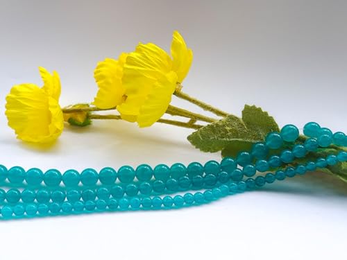 Stone Beads 6mm 140pcs Lake Blue Chalcedony Beads Round Loose Gemstones Beads for Bracelet Necklace Jewelry Making (6mm, 60617 Lake Blue Chalcedony) - color: Lake Blue Chalcedony Beads, size: 6mm