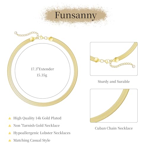 Gold Necklace for Women - Chunky 14K Gold Plated Chain Necklace Cuban Link Paperclip Chain Herringbone Statement Choker Necklace for Women Simple Trendy Jewelry Gifts - style: 6mm-snake chain-gd