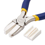 BENECREAT Double Nylon Jaw Pliers Flat Nose Pliers with Adhesive Jaws for DIY Jewelry Making Hobby Projects, Blue - color: Blue