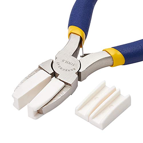 BENECREAT Double Nylon Jaw Pliers Flat Nose Pliers with Adhesive Jaws for DIY Jewelry Making Hobby Projects, Blue - color: Blue