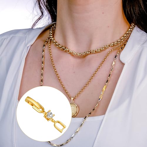 Foldover Clasp Extender Foldover Extension Jewelry Clasps 4Pcs Gold Silver Plated Fold Over Clasp Necklace Extension Clasps Metal Bracelets Extenders Small Fastener for Women Jewelry Making Repair Kit