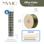 The Beadsmith Nymo Thread – 10-Pack Olive Color – Size D, .30mm Diameter, 64 Yard/58.5 Meter Spool – Made of Nylon – Bead Embroidery & Weaving, Off Loom & Loom Work and DIY Craft Projects - size: Size D, 64 Yards, style: Olive