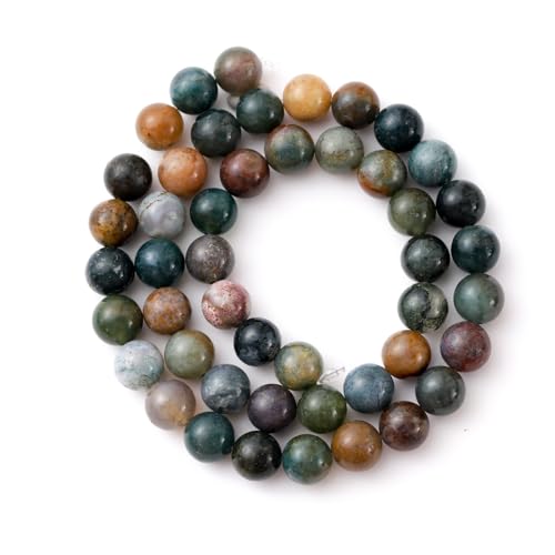 6mm 60pcs DIY Natural Indian Agate Stone Beads Round Healing Crystal Gemstone Loose Beads for Jewelry Making Handmade Bracelet Necklace - color: Indian Agate, size: 6mm