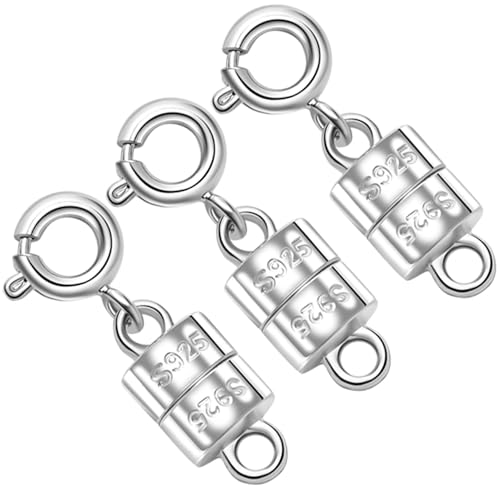 S925 Sterling Silver Magnetic Necklace Clasps and Closures, Magnetic Clasps for Necklaces,Magnetic Clasp Converter for Jewelry Making Supplies (3silvery) - color: 3silvery