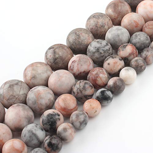 8mm 45pcs Pink Zebra Jasper Natural Stone Beads for Jewelry Making Supplies, Round Crystal Beads for Bracelets Necklace DIY Crafts - color: Pink Zebra Jasper, size: 8MM