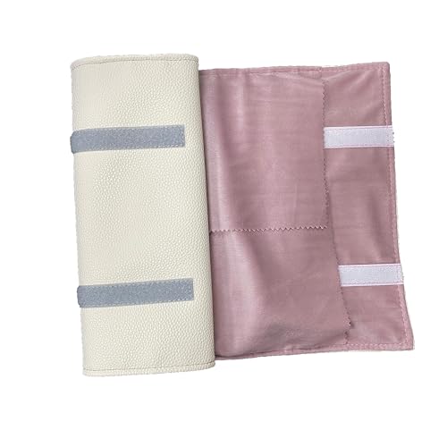 Portable Jewelry Roll Untangled Secure Necklace Travel Storage Bag Displays Holder 16 Chain (gray PU and pink) - color: gray PU and pink