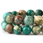 6mm Green Sea Sediment Imperial Jasper Round Gemstone Natural Stone Loose Beads for Jewelry Making Design Crafts 60 Pcs 15 Inch - color: Green, size: 6mm