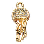 Pack of 20 Rhinestone Charms Gold Plated Pendants Pave Crystal Accessories for Necklace Bracelet Jewelry Making DIY Crafting - color: (Jellyfish)VID61801