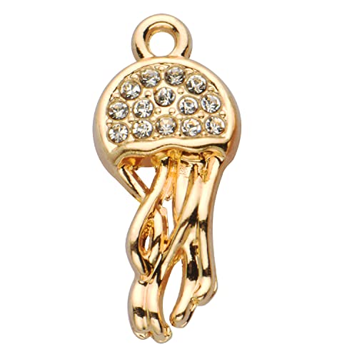 Pack of 20 Rhinestone Charms Gold Plated Pendants Pave Crystal Accessories for Necklace Bracelet Jewelry Making DIY Crafting - color: (Jellyfish)VID61801