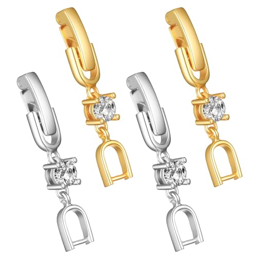 Foldover Clasp Extender Foldover Extension Jewelry Clasps 4Pcs Gold Silver Plated Fold Over Clasp Necklace Extension Clasps Metal Bracelets Extenders Small Fastener for Women Jewelry Making Repair Kit
