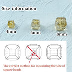 Crystal Glass Beads 200 Pieces 4mm Cube Crystal Glass Beads Faceted Square Shape Spacer Beads for Jewelry Making Bracelet Earring Necklace DIY Craft Making Supplies(Gold Champagne AB) - color: Gold Champagne AB, size: 4mm