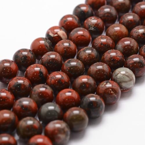 37Pcs Natural Brecciated Jasper Beads 10mm Round Gemstone Beads Smooth Stone Loose Bead for DIY Bracelets Necklace Earrings Jewelry Making - color: Natural Brecciated Jasper, size: 10mm