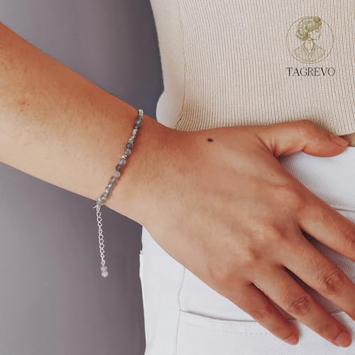 Natural Crystal Cut Bead Bracelet, 925 Silver Faceted Gemstone Jewelry for Women, Handmade Chakra Design Gift for Birthday Christmas Daily Wear - color: Metallic Moonstone