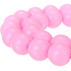 RUBYCA Round Opaque Painted Druk Czech Glass Beads Bulk Jewelry Making Supplies Strand (Pink, 4mm) - color: Baby Pink, size: 4mm