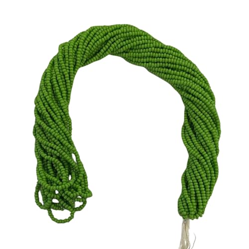 11/0 Glass Seed Beads, 12 String Hanks, Small Craft Beads, 2 mm (Green) - color: Green